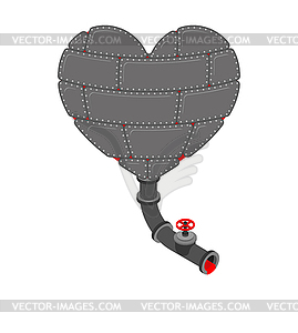 Железное сердце с краном. Металлический внутренний орган. Стали - рисунок в векторе