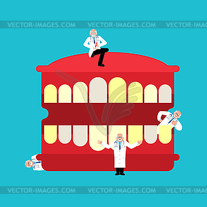 Repair and maintenance Teeth. doctor and Mouth. - vector clipart