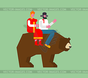 Traditional folk wedding in Russia. Newlyweds and - vector clipart