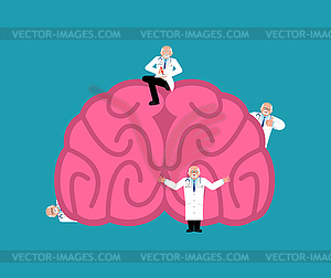 Repair and maintenance brain. miniature Doctor and - vector clipart