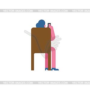 Woman sitting on chair back  - vector image