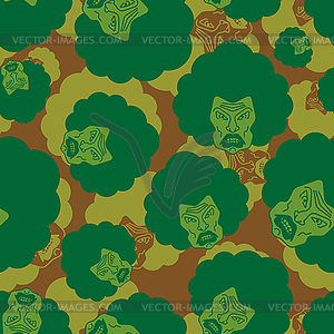 Angry woman pattern Military seamless. Grumpy wife - vector clipart