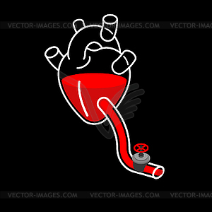 Heart Anatomical Glass Transparent and blood. - vector EPS clipart