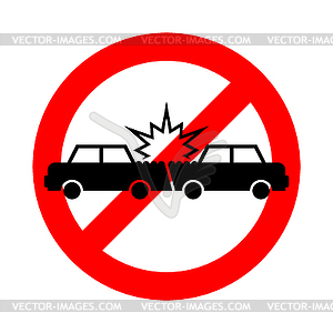 Stop Car crash. Ban Accident cars. Transportation - vector clip art