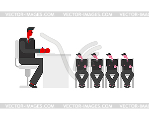 Boss and managers meeting. Chief and subordinates. - stock vector clipart