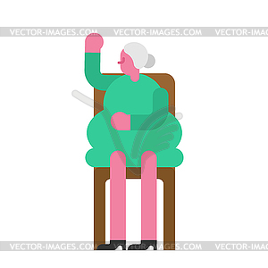 Grandmother On chair. Old lady sit. pensioner on - vector image