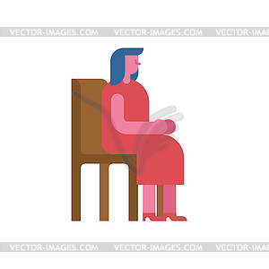 Woman On chair. Lady sit. Female on stool - vector image