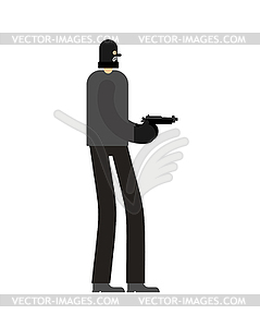 Robber and gun. Burglar and weapon. Mugger . illu - vector clipart