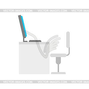 Computer on table. office workplace PC . Computer - vector image