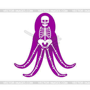 Octopus Anatomy skeleton. Poulpe Sea monster. - vector clipart