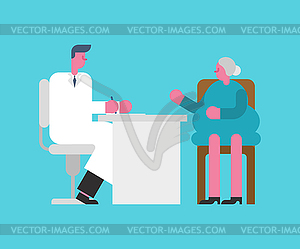 Doctor and grandmother. Reception doc old Lady. - stock vector clipart