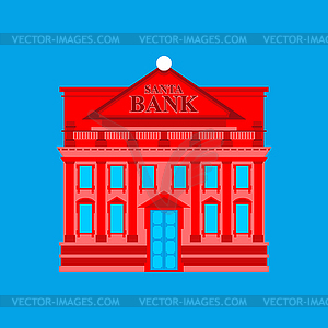 Santa Claus Bank building red. Christmas financial - vector image