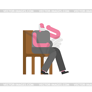 Grandfather On chair. Old man sit. pensioner on - stock vector clipart