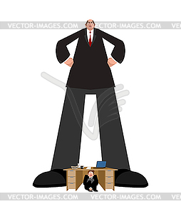 Big boss and small subordinate. Huge businessman an - vector image