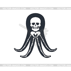 Octopus Anatomy skeleton. Poulpe Sea monster. - vector clipart