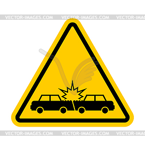 Attention Car crash. Caution Accident cars. - vector clipart