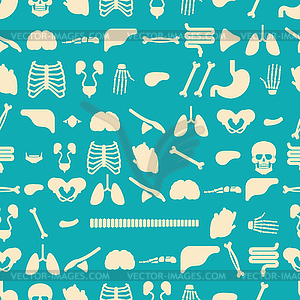 Human anatomy pattern seamless. Skeleton and - vector clipart