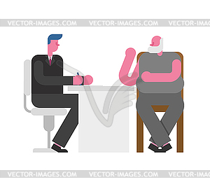 Job Interview Grandfather. Boss and employee old - vector image