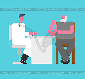 Doctor and Grandfather. Reception doc old man. - vector image