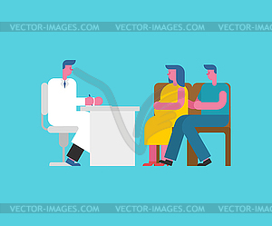 Family doctor. Married couple and doc. Medical - vector image