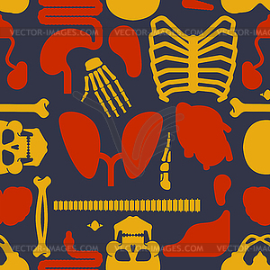 Human anatomy pattern seamless. Skeleton and - vector clipart