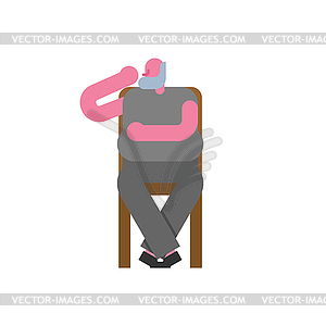 Grandfather On chair. Old man sit. pensioner on - vector image