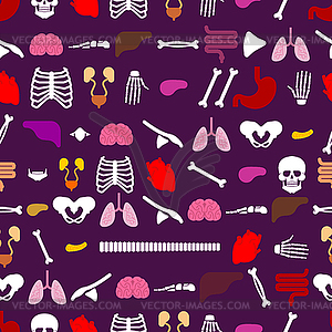 Human anatomy pattern seamless. Skeleton and - vector image