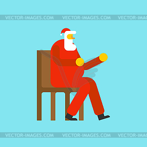 Santa On chair. Christmas grandfather sit. Claus - stock vector clipart