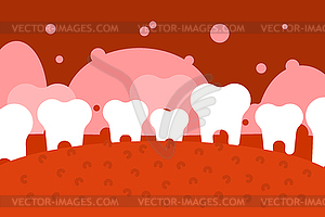 Dental landscape. Teeth and tongue. Mouth and tooth - stock vector clipart