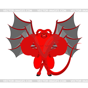 Demon Strong red. Powerful devil. Big satan. Angry - vector clipart