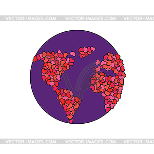 Earth made of hearts. Planet of love. World peace - vector clipart