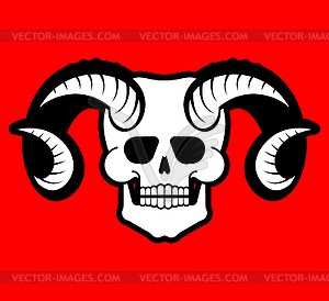 Human Skull with horns. Demon skeleton head - vector clipart