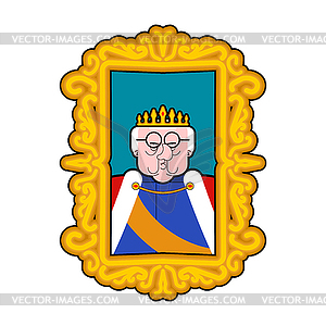 Portrait of king. Royal persona. Mantle and crown. - vector image