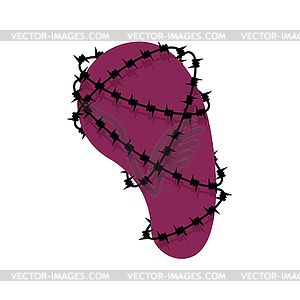 Spleen and barbed wire. Sick Internal organs Human - vector image