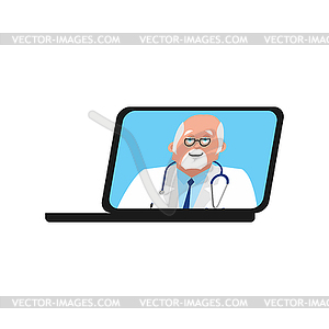 Online medicine reception. Notebook doctor. Health - vector clipart