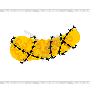 Pancreas and barbed wire. Sick Internal organs Huma - vector image