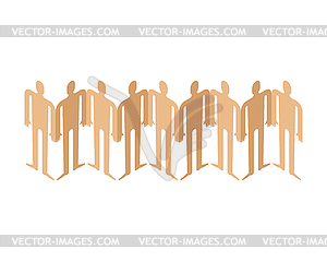 Paper people hold hands. Team concept and friendship - vector clip art