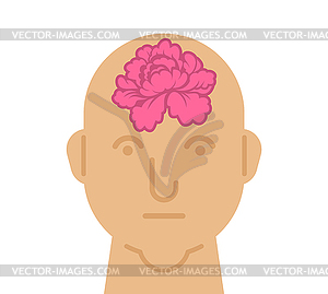 Flower inside head. Rose brain - vector clipart