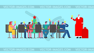 Father Frost Russian Santa Claus in party office. - color vector clipart