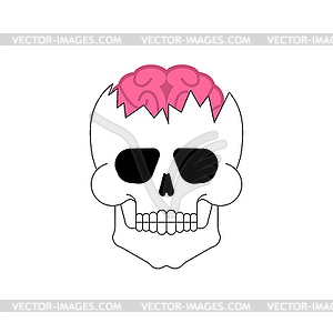 Brain in skull. Broken skeleton head - vector clipart