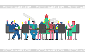 New Year party office. Corporate at work. Holiday - vector clipart