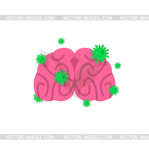 Sick brain. Diseased internal organ. Aching - vector image