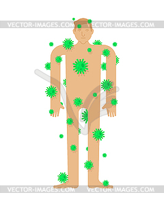 Sick man Viruses and bacteria. Diseased person. - vector clipart