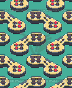 Gamepad pixel art pattern seamless. Joystick 8bit - vector image