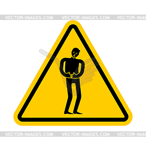 Attention pain. Caution distress man. Yellow - vector clipart