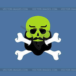 Zombie hipster with beard head . Zombies face - vector image