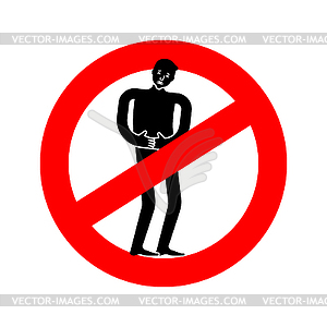 Stop pain. Ban distress man. Red prohibition road - vector clip art