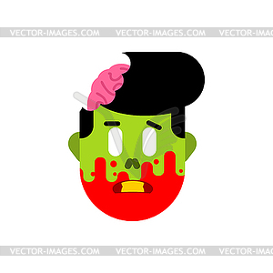 Zombie head . Face of green dead and brains inside - vector clipart / vector image