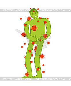 Больной человек Вирусы и бактерии. Болезненный. - изображение в формате EPS