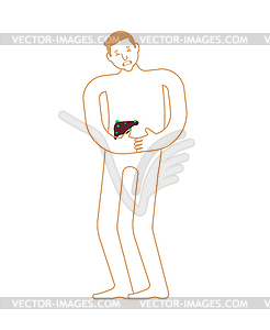 Sick liver Anatomy of human disease. Diseased - vector clip art